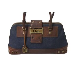 Dior Street Leather Canvas Chic Denim Handbag Christian